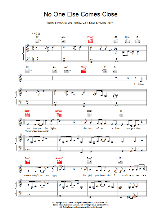Backstreet Boys No One Else Comes Close sheet music notes and chords arranged for Piano Chords/Lyrics