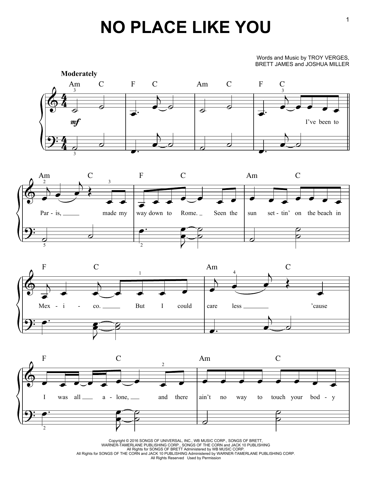 Backstreet Boys No Place Like You sheet music notes and chords arranged for Very Easy Piano