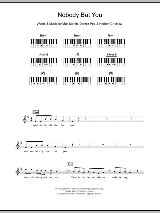 Backstreet Boys Nobody But You sheet music notes and chords arranged for Piano, Vocal & Guitar Chords