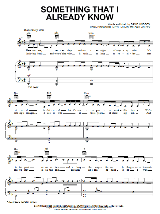 Backstreet Boys Something That I Already Know sheet music notes and chords arranged for Piano, Vocal & Guitar Chords (Right-Hand Melody)