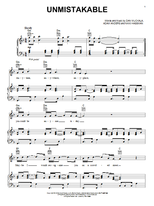 Backstreet Boys Unmistakable sheet music notes and chords arranged for Piano, Vocal & Guitar Chords (Right-Hand Melody)