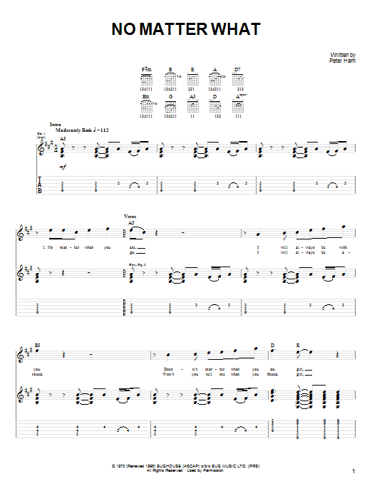 Badfinger No Matter What sheet music notes and chords arranged for Guitar Lead Sheet
