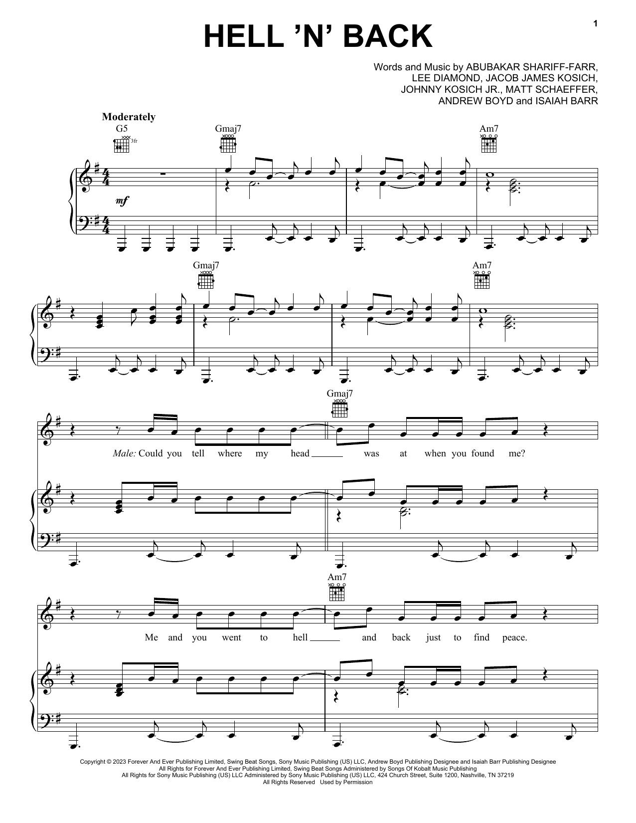 Bakar Hell N Back sheet music notes and chords arranged for Piano, Vocal & Guitar Chords (Right-Hand Melody)