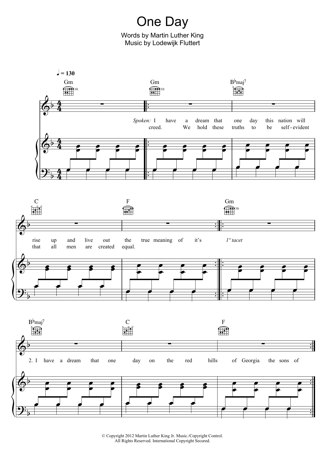Bakermat One Day (Vandaag) sheet music notes and chords arranged for Piano, Vocal & Guitar Chords