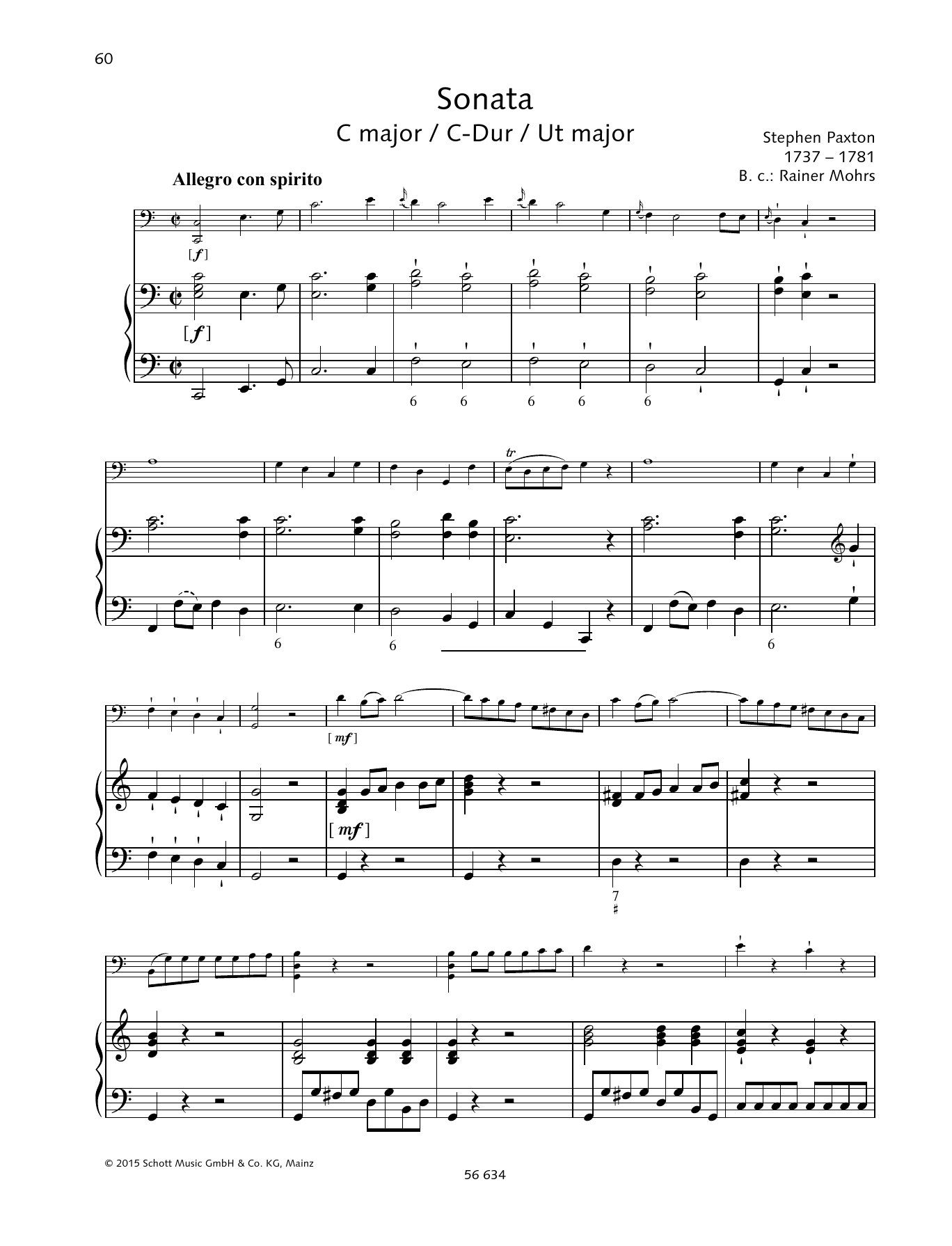 Baldassare Galuppi Sonata C Major sheet music notes and chords arranged for Piano Duet
