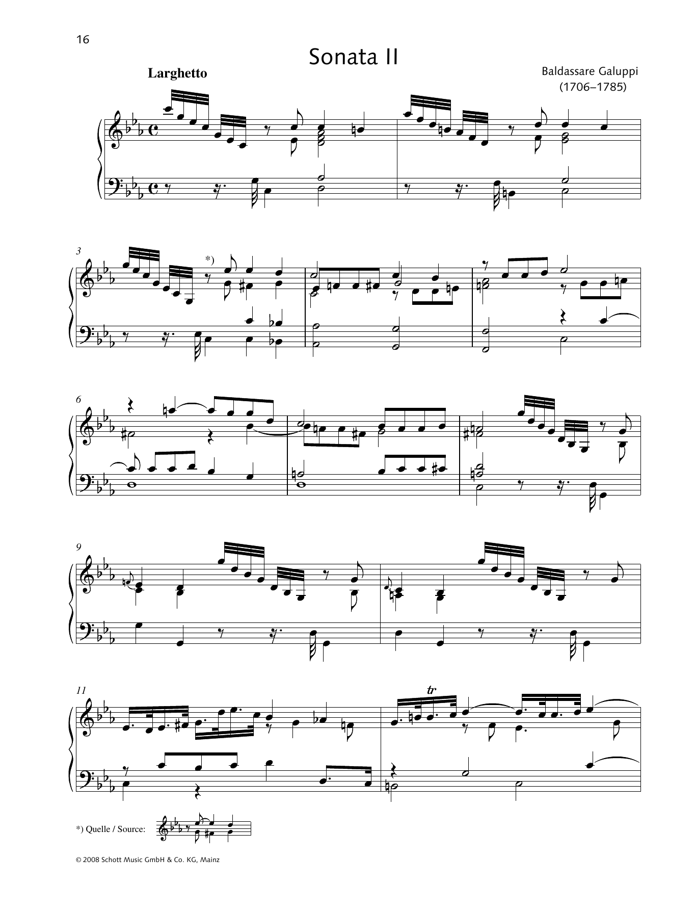 Baldassare Galuppi Sonata II C minor sheet music notes and chords arranged for Piano Solo
