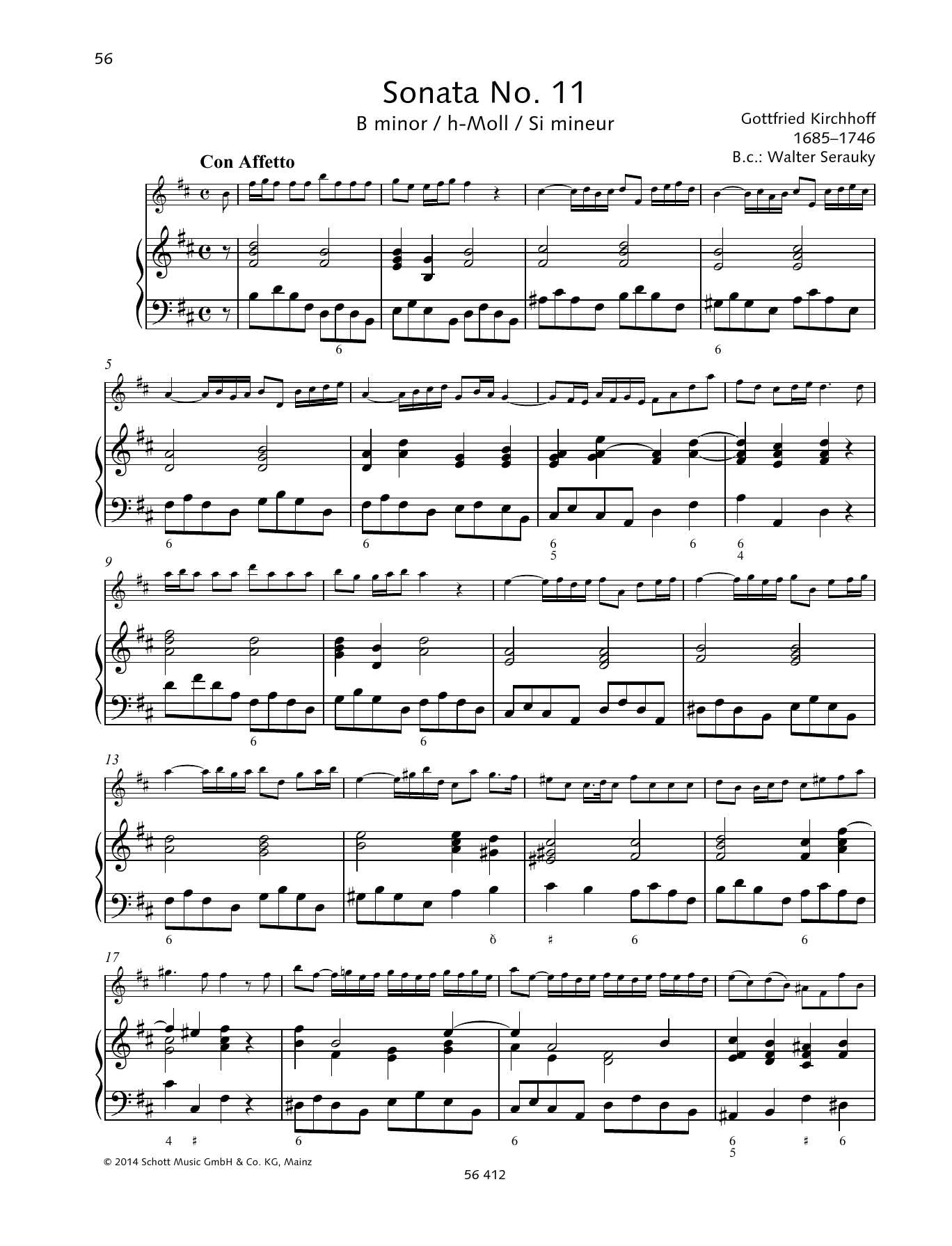 Baldassare Galuppi Sonata No. 11 B minor sheet music notes and chords arranged for String Solo