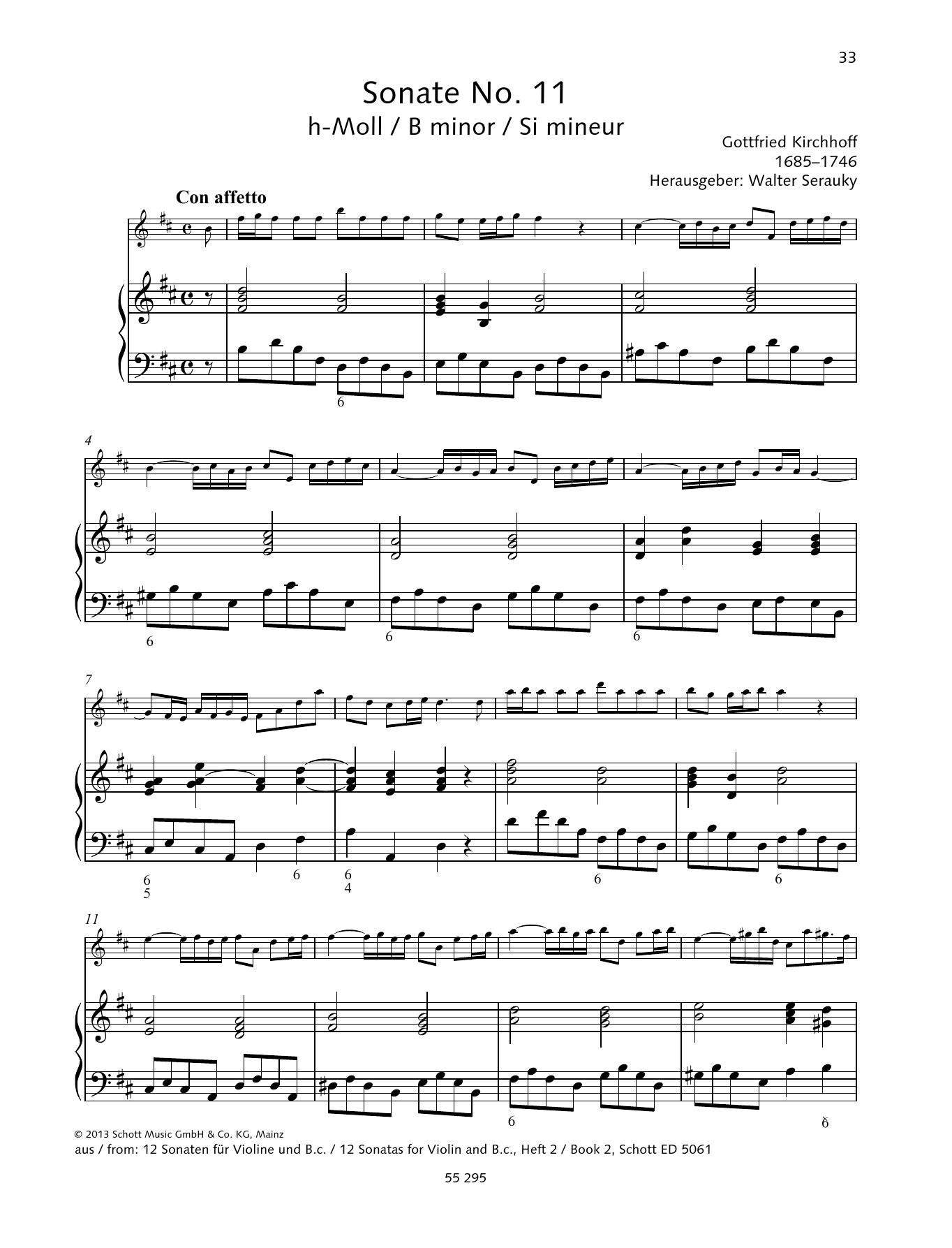 Baldassare Galuppi Sonata No. 11 sheet music notes and chords arranged for String Solo