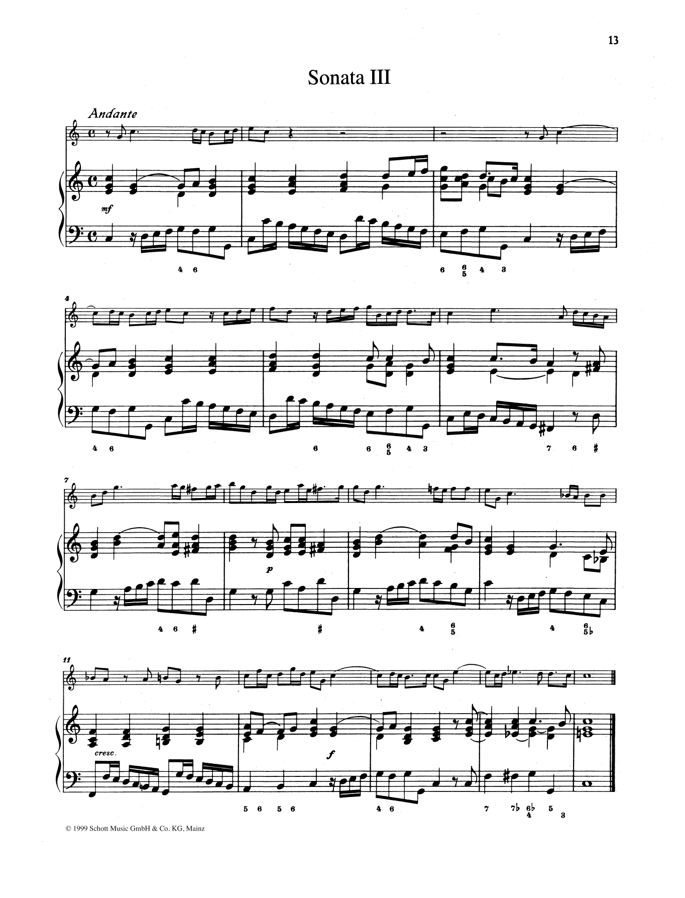 Baldassare Galuppi Sonata No. 3 sheet music notes and chords arranged for String Solo