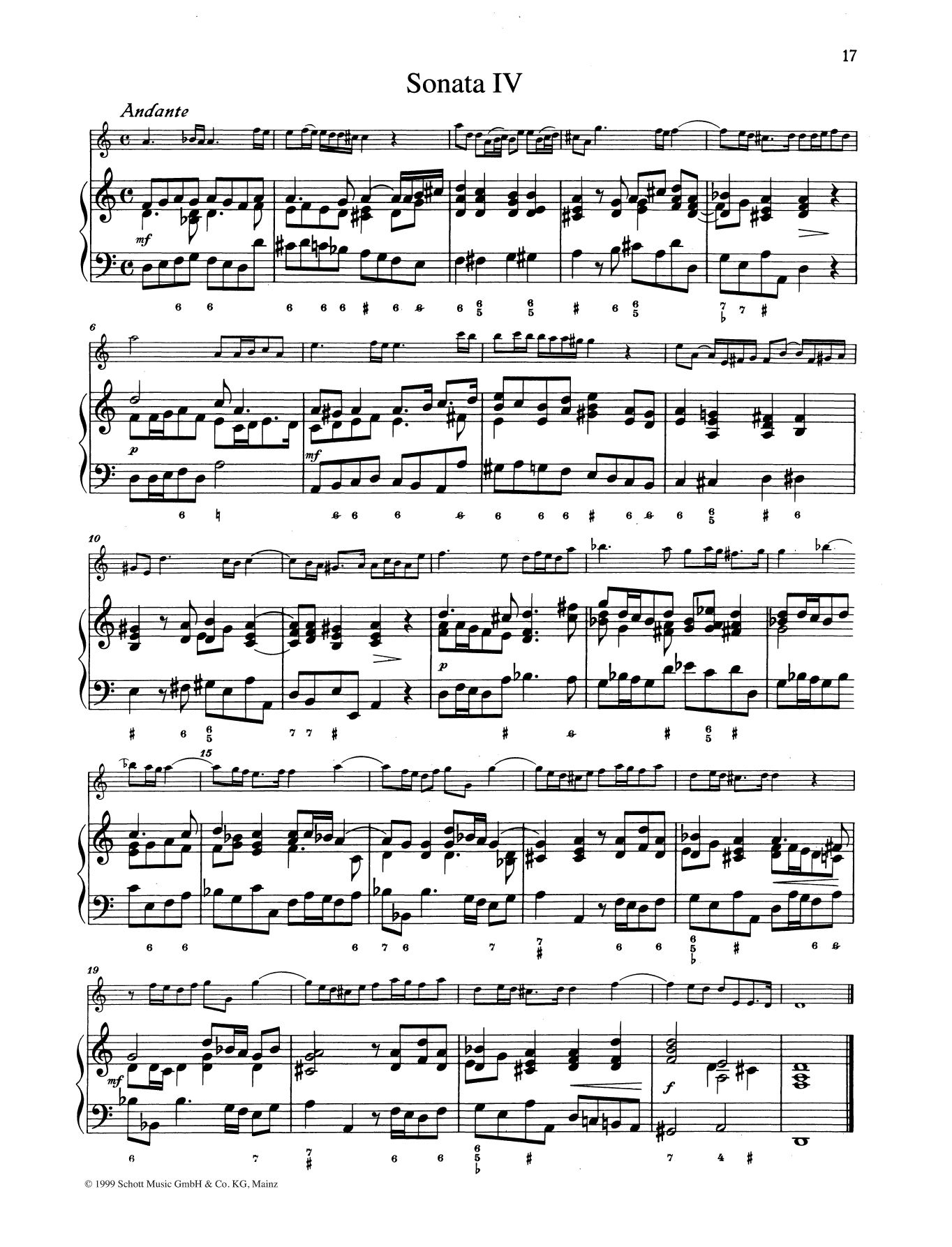 Baldassare Galuppi Sonata No. 4 sheet music notes and chords arranged for String Solo