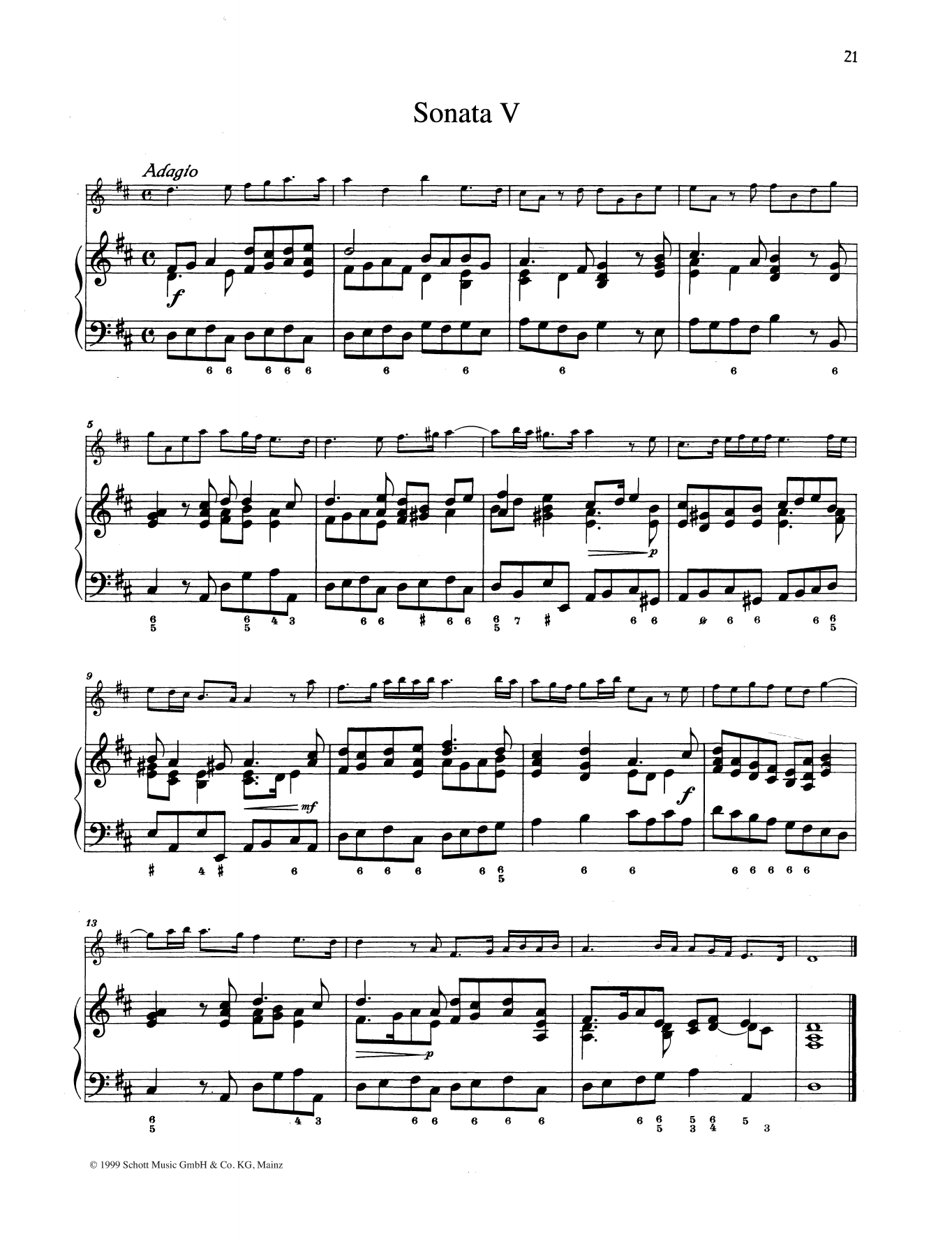 Baldassare Galuppi Sonata No. 5 sheet music notes and chords arranged for String Solo
