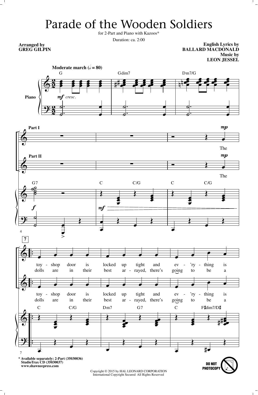 Ballard MacDonald Parade Of The Wooden Soldiers (arr. Greg Gilpin) sheet music notes and chords arranged for 2-Part Choir
