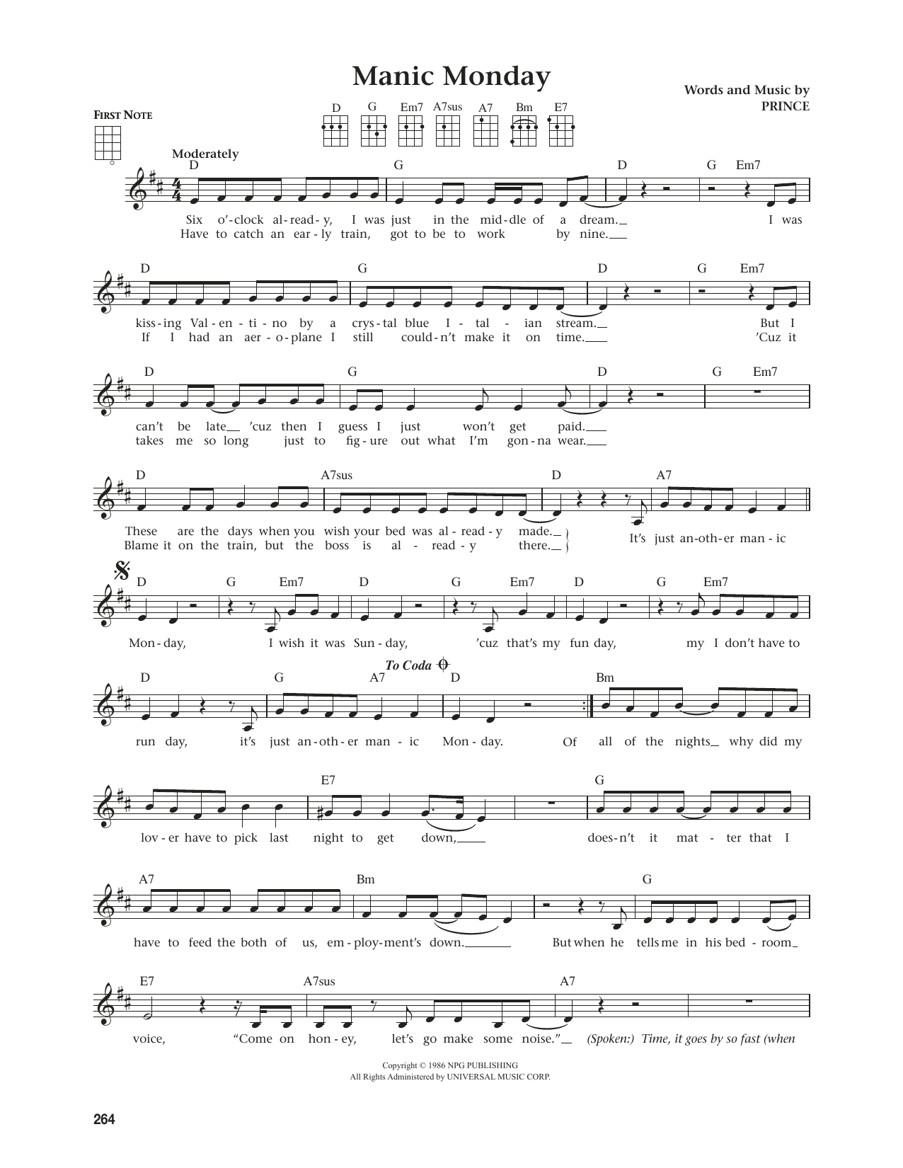 Bangles Manic Monday (from The Daily Ukulele) (arr. Jim Beloff) sheet music notes and chords arranged for Ukulele