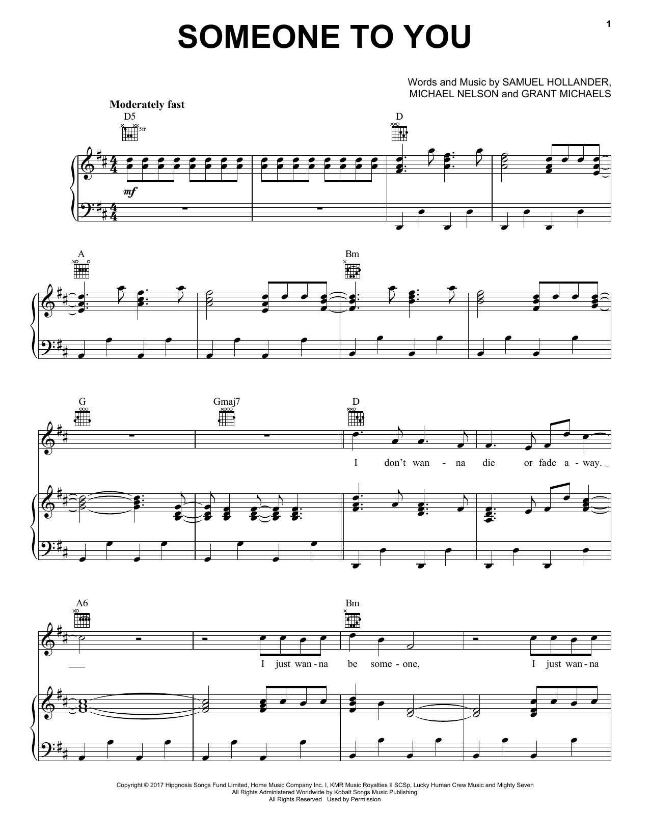 BANNERS Someone To You sheet music notes and chords arranged for Piano, Vocal & Guitar Chords (Right-Hand Melody)