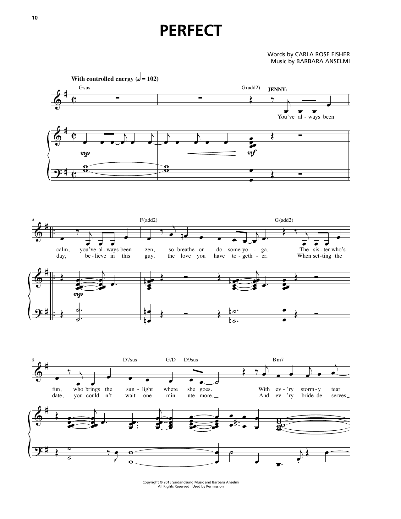 Barbara Anselmi & Carla Rose Fisher Perfect sheet music notes and chords arranged for Piano & Vocal