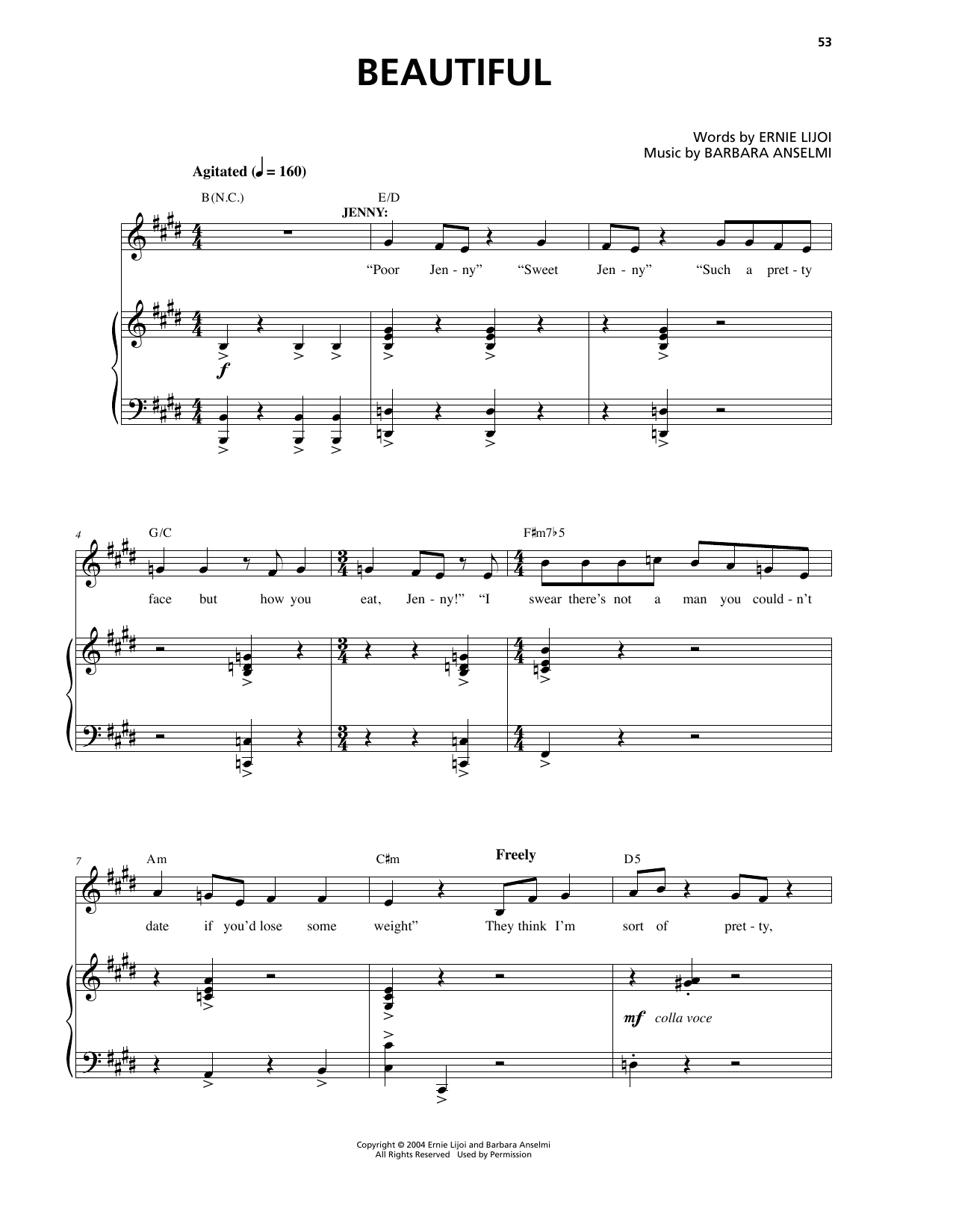 Barbara Anselmi & Ernie Lijoi Beautiful sheet music notes and chords arranged for Piano & Vocal