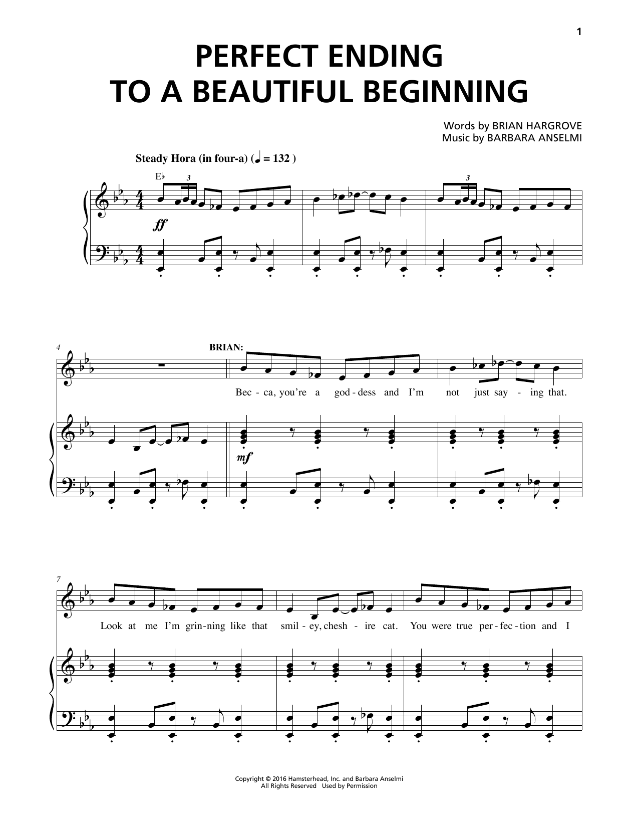 Barbara Anselmi and Brian Hargrove Perfect Ending To A Beautiful Beginning sheet music notes and chords arranged for Piano & Vocal