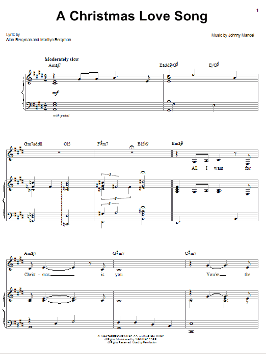 Barbra Streisand A Christmas Love Song sheet music notes and chords arranged for Piano, Vocal & Guitar Chords (Right-Hand Melody)