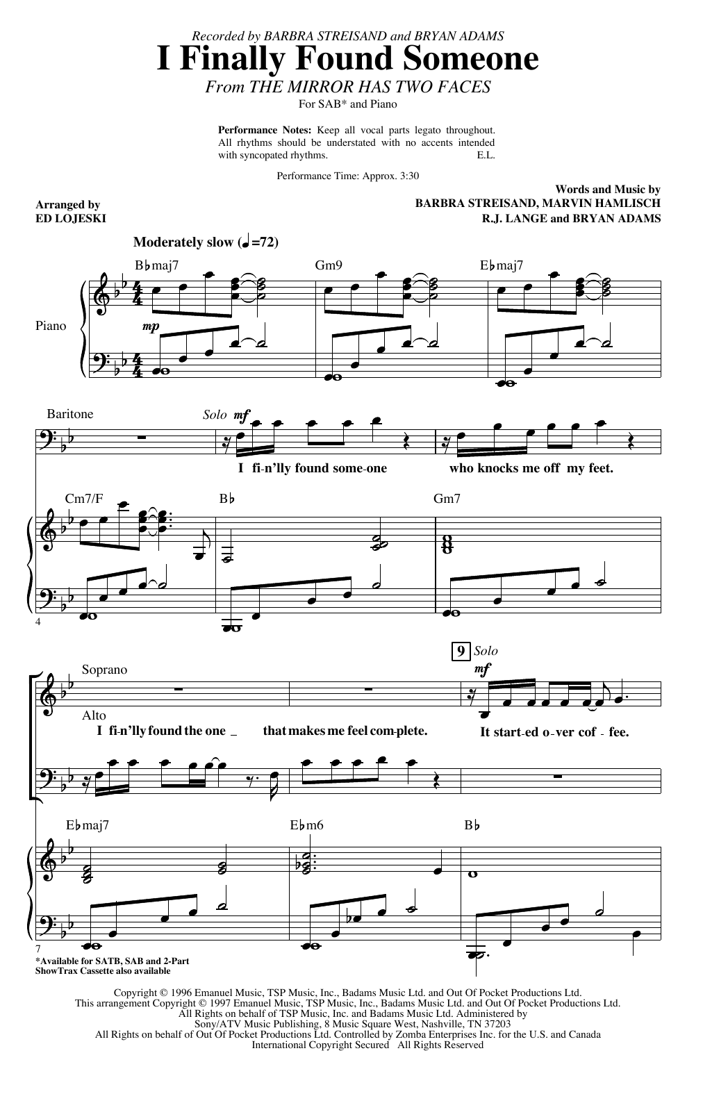 Barbra Streisand and Bryan Adams I Finally Found Someone (arr. Ed Lojeski) sheet music notes and chords arranged for 2-Part Choir