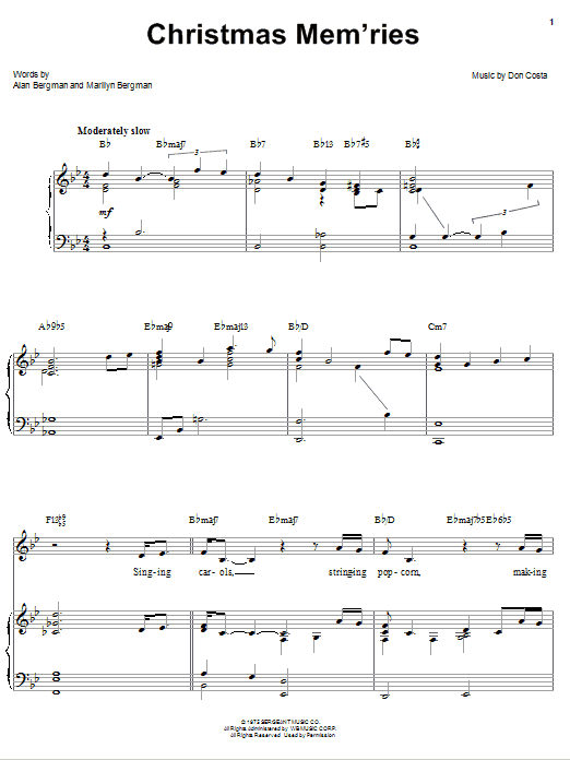 Barbra Streisand Christmas Mem'ries sheet music notes and chords arranged for Piano, Vocal & Guitar Chords (Right-Hand Melody)