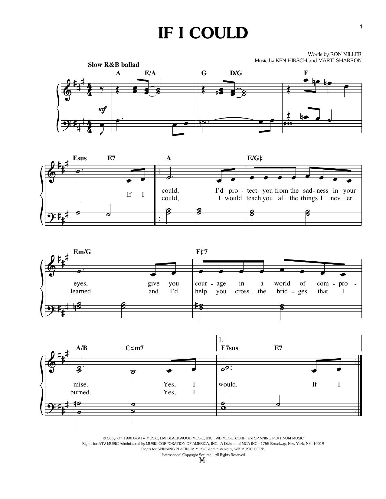 Barbra Streisand If I Could sheet music notes and chords arranged for Easy Piano