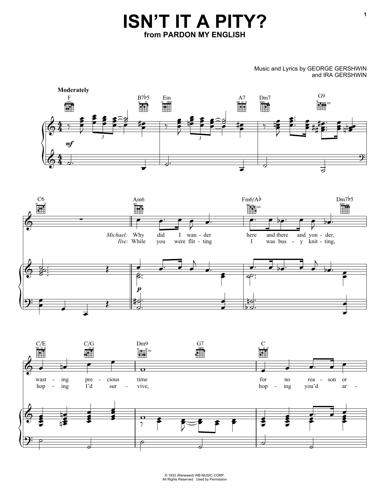 Barbra Streisand Isn't It A Pity? sheet music notes and chords arranged for Piano, Vocal & Guitar Chords (Right-Hand Melody)