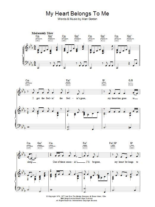 Barbra Streisand My Heart Belongs To Me sheet music notes and chords arranged for Piano, Vocal & Guitar Chords