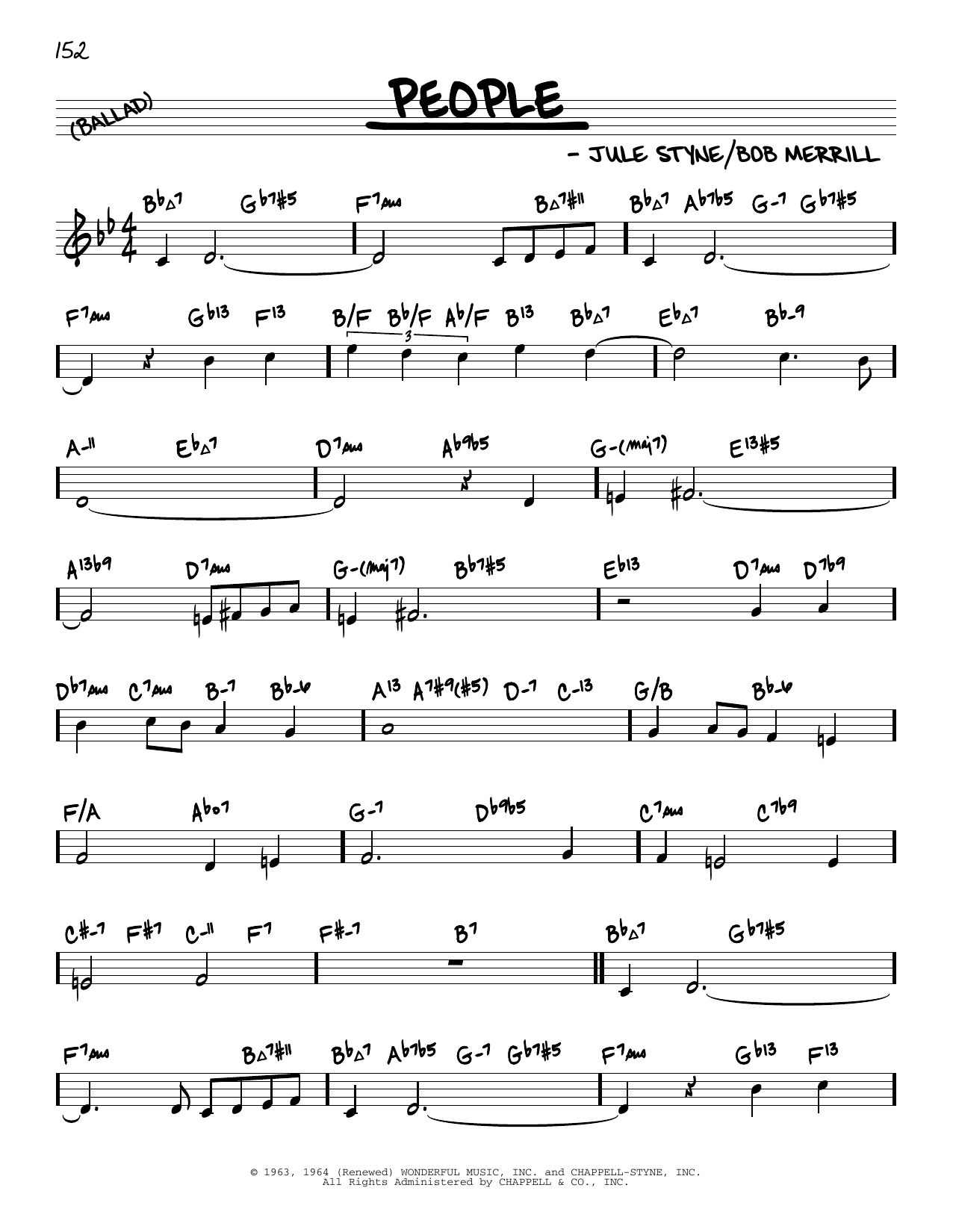 Barbra Streisand People (arr. David Hazeltine) sheet music notes and chords arranged for Real Book – Enhanced Chords