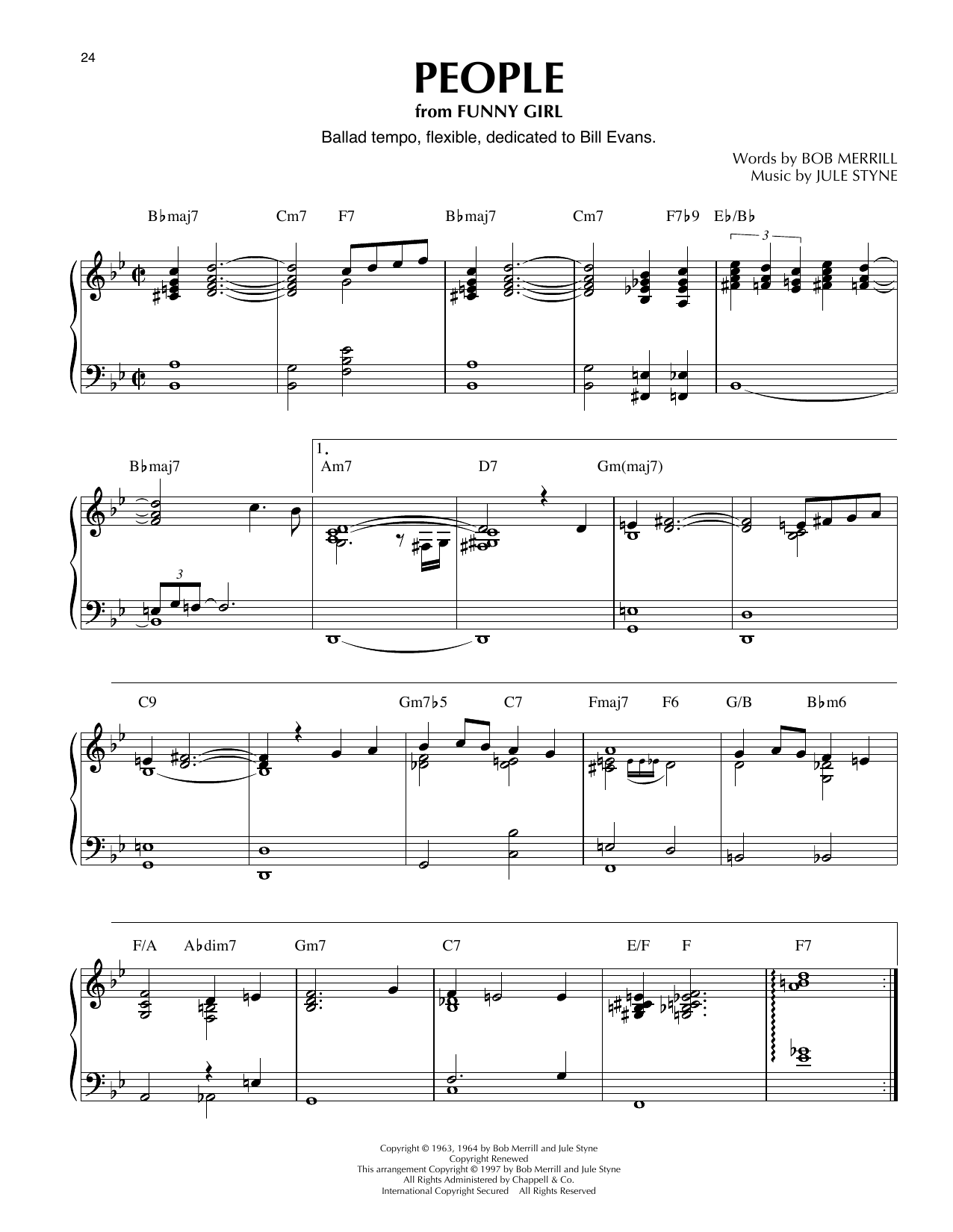 Barbra Streisand People (arr. Thomas Coppola) sheet music notes and chords arranged for Piano Solo