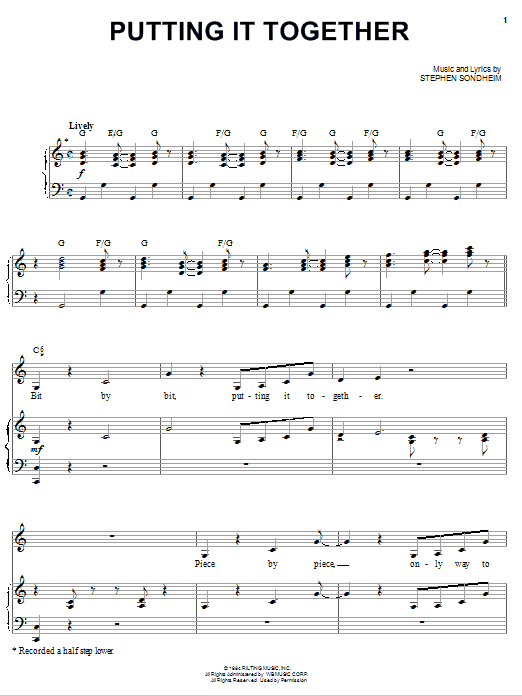 Barbra Streisand Putting It Together sheet music notes and chords arranged for Piano, Vocal & Guitar Chords (Right-Hand Melody)