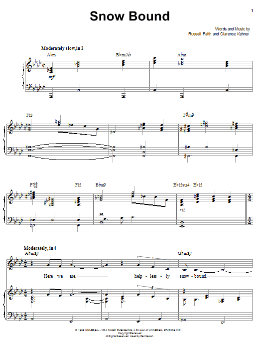 Barbra Streisand Snow Bound sheet music notes and chords arranged for Piano, Vocal & Guitar Chords (Right-Hand Melody)