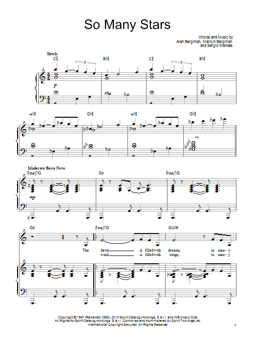 Barbra Streisand So Many Stars sheet music notes and chords arranged for Piano, Vocal & Guitar Chords (Right-Hand Melody)
