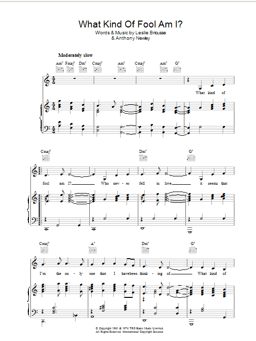 Barbra Streisand What Kind Of Fool Am I sheet music notes and chords arranged for Piano, Vocal & Guitar Chords