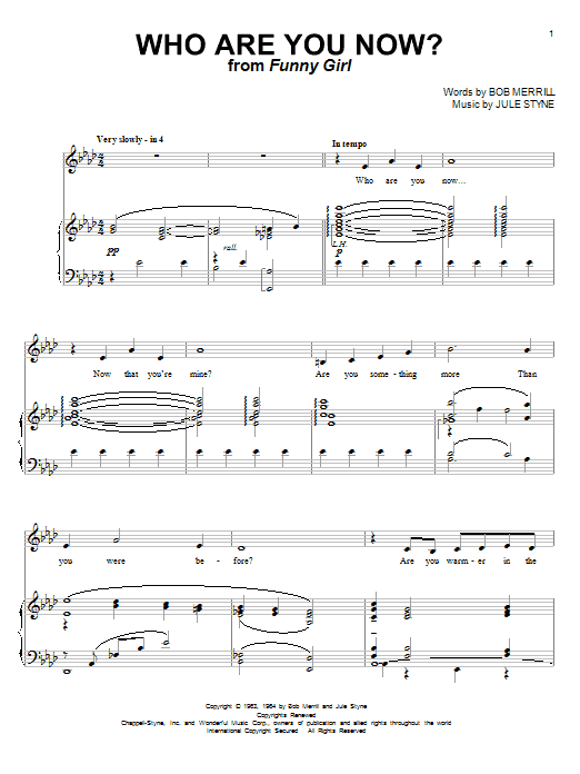 Barbra Streisand Who Are You Now? sheet music notes and chords arranged for Piano & Vocal