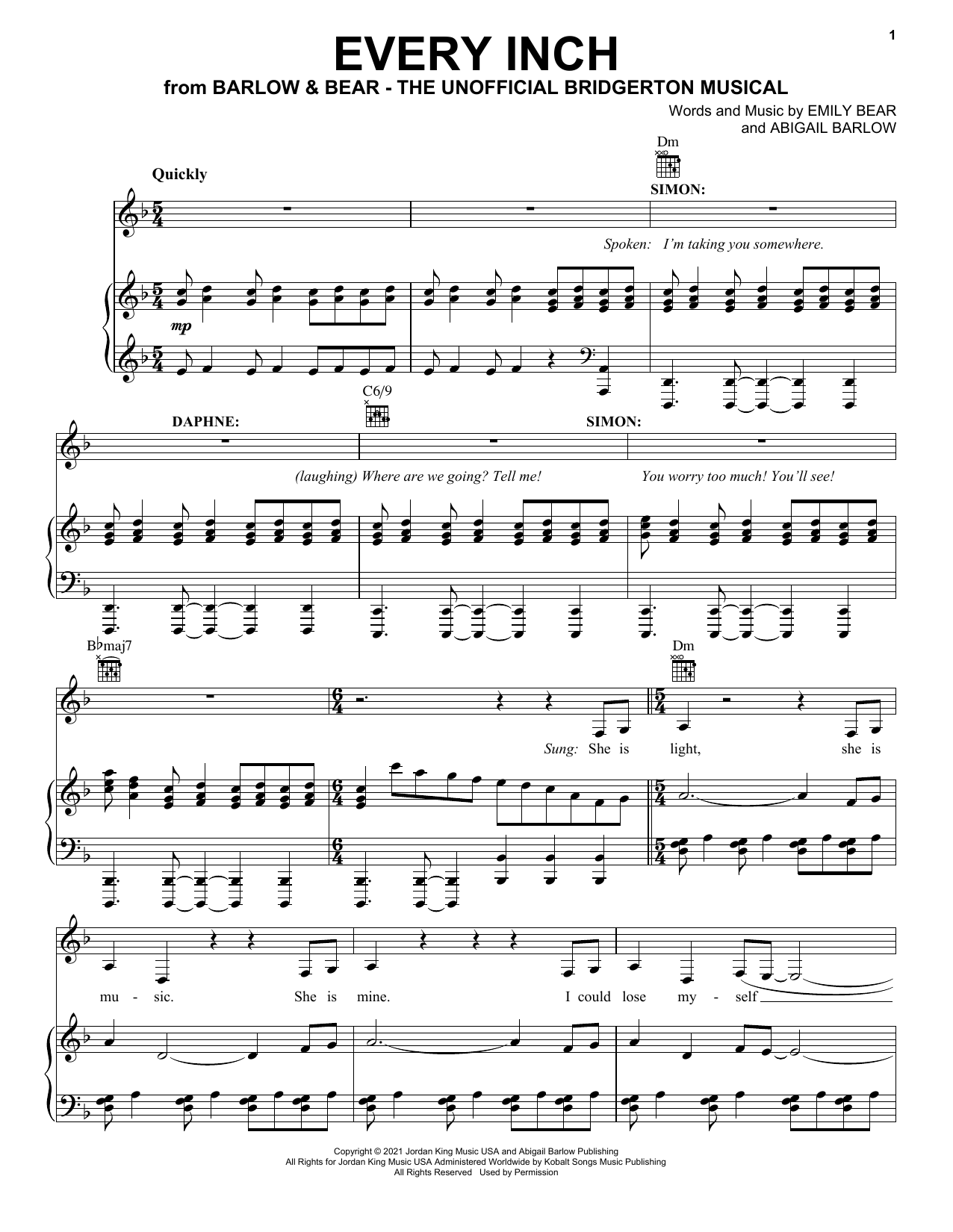 Barlow & Bear Every Inch (from The Unofficial Bridgerton Musical) sheet music notes and chords arranged for Piano, Vocal & Guitar Chords (Right-Hand Melody)