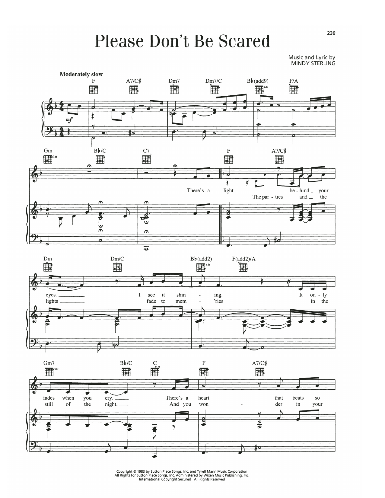 Barry Manilow Please Don't Be Scared sheet music notes and chords arranged for Piano, Vocal & Guitar Chords (Right-Hand Melody)