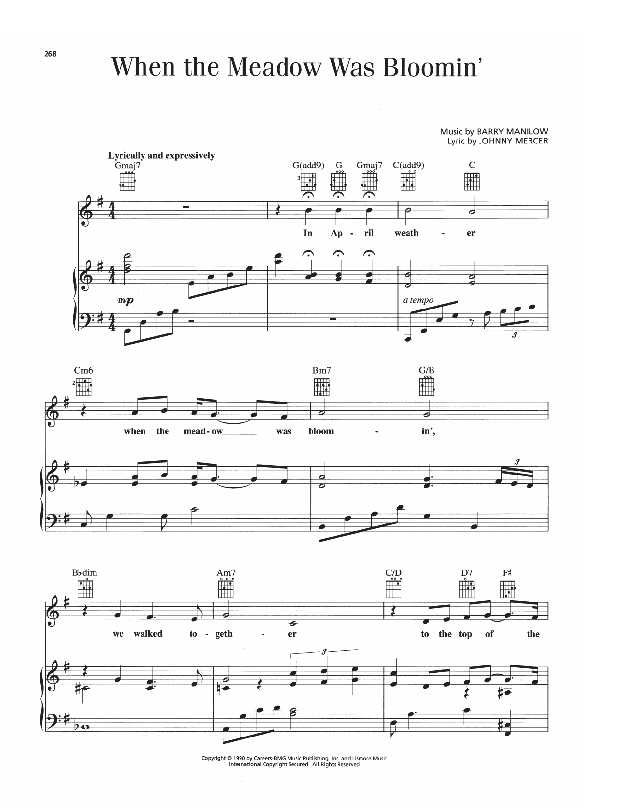 Barry Manilow When The Meadow Was Bloomin' sheet music notes and chords arranged for Piano, Vocal & Guitar Chords (Right-Hand Melody)