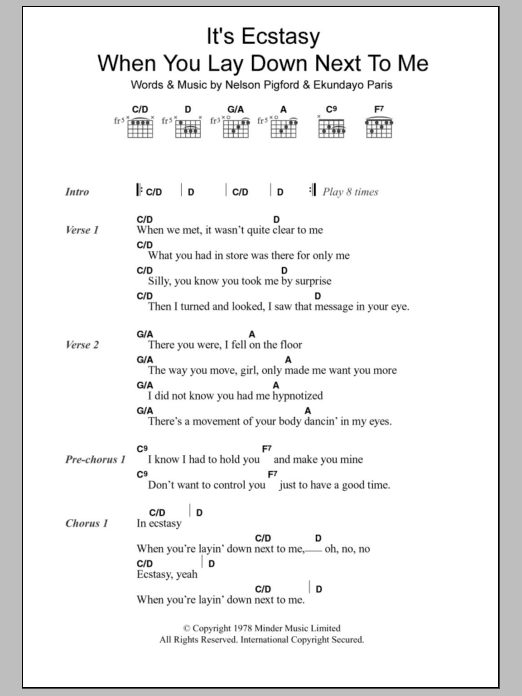 Barry White It's Ecstasy When You Lay Down Next To Me sheet music notes and chords arranged for Guitar Chords/Lyrics