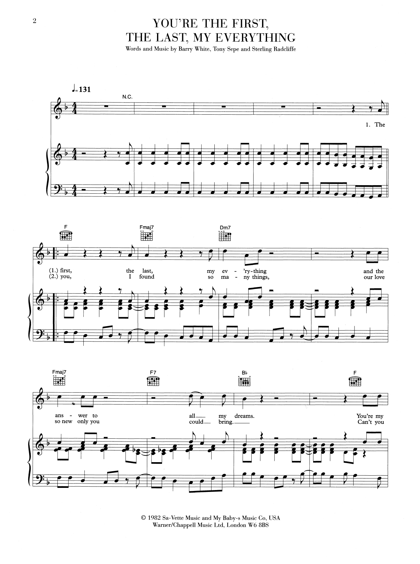 Barry White You're The First, The Last, My Everything sheet music notes and chords arranged for Lead Sheet / Fake Book