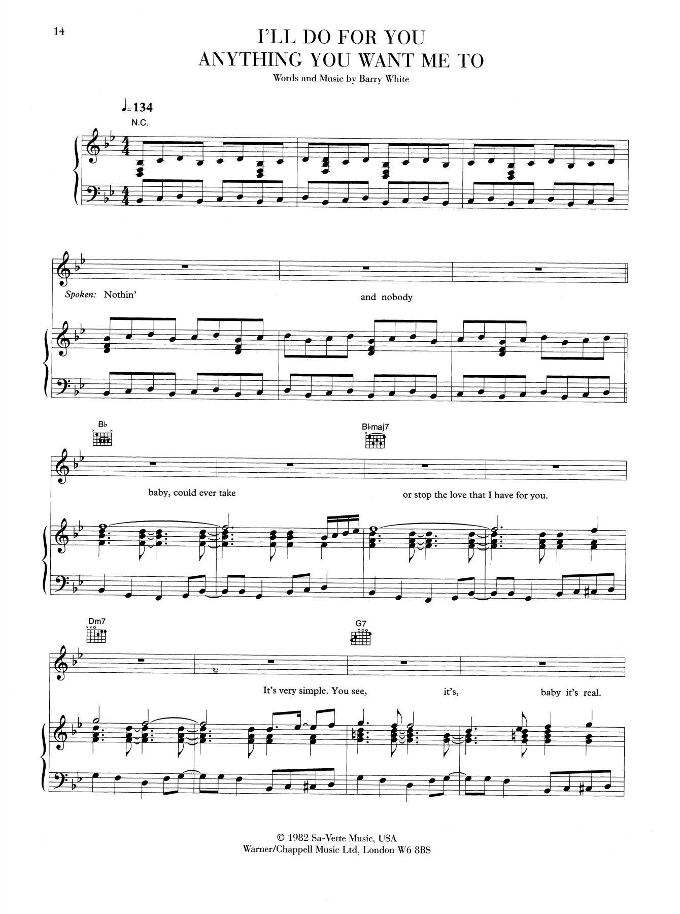 Barry White I'll Do Anything You Want Me To sheet music notes and chords arranged for Piano, Vocal & Guitar Chords (Right-Hand Melody)
