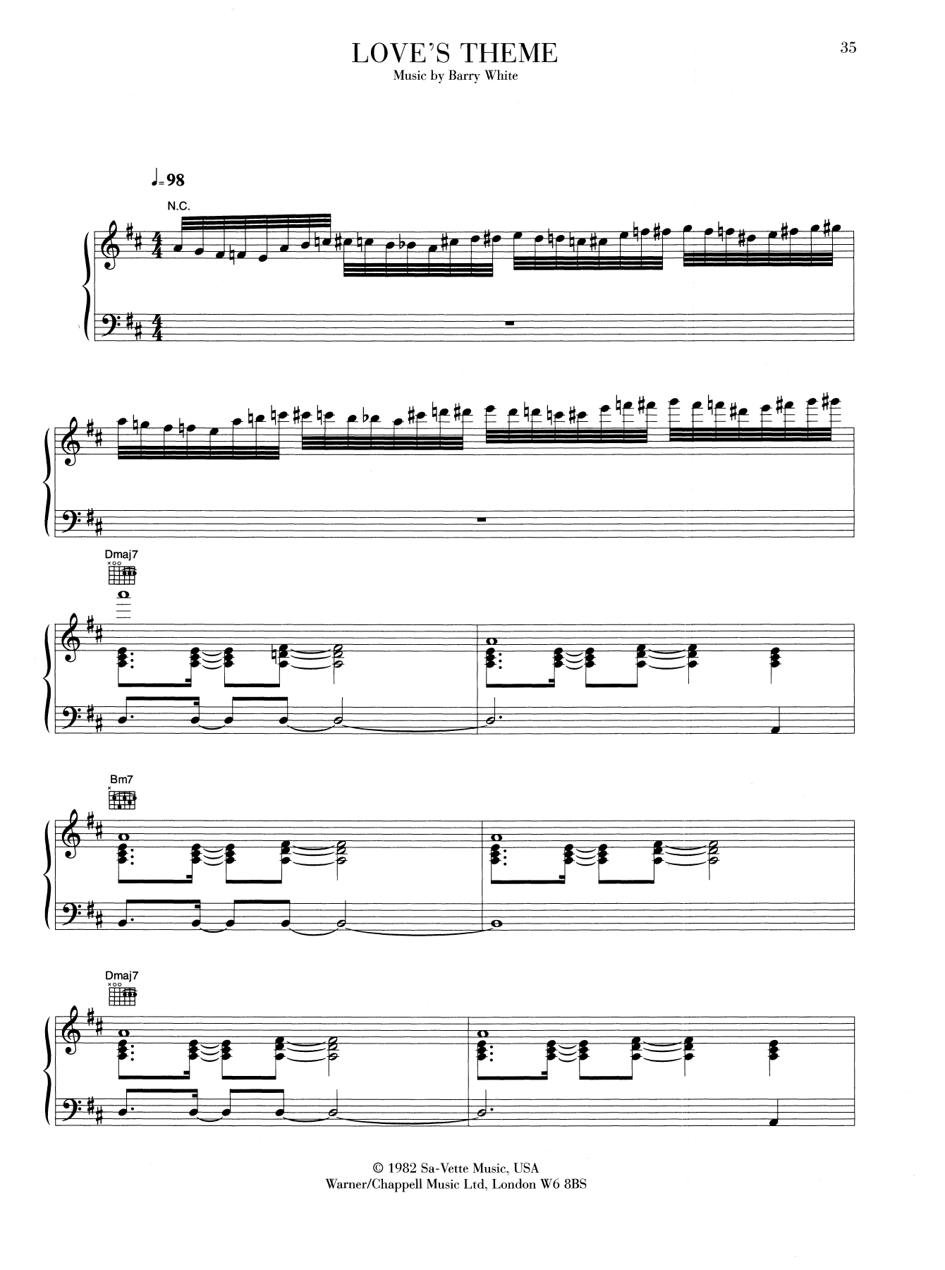 Barry White Love's Theme sheet music notes and chords arranged for Piano, Vocal & Guitar Chords (Right-Hand Melody)