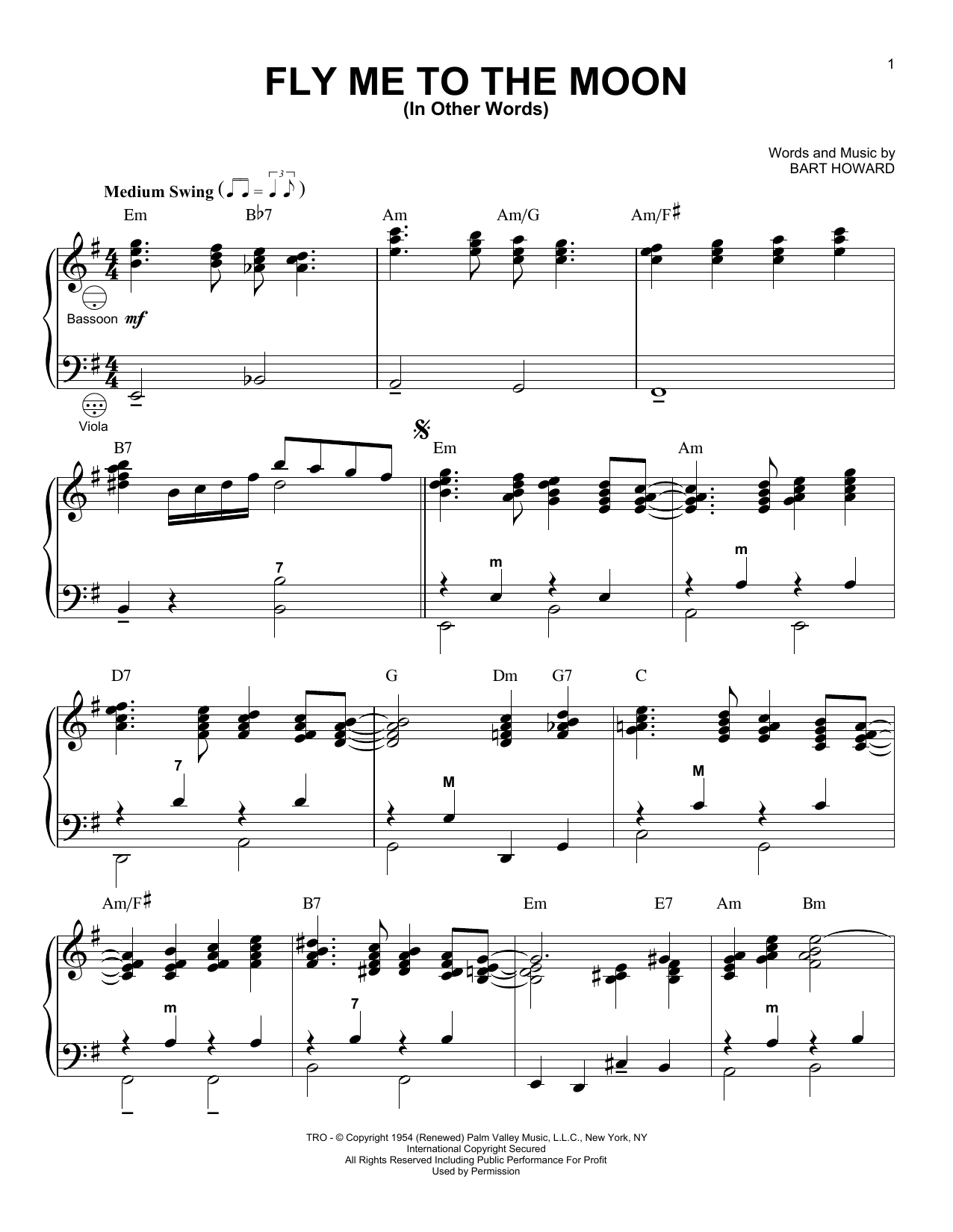 Bart Howard Fly Me To The Moon (In Other Words) (arr. Gary Meisner) sheet music notes and chords arranged for Accordion