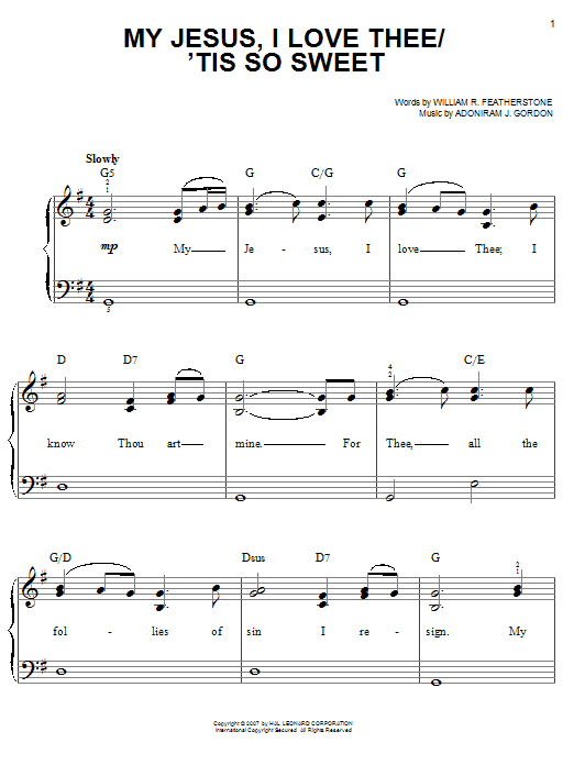 Bart Millard My Jesus, I Love Thee sheet music notes and chords arranged for Easy Piano