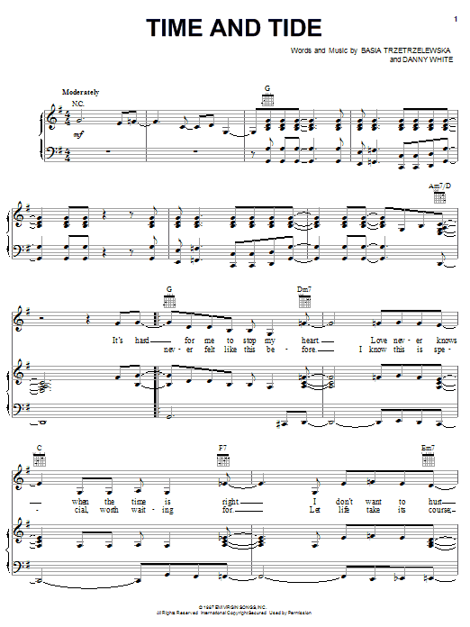 Basia Time And Tide sheet music notes and chords arranged for Piano, Vocal & Guitar Chords (Right-Hand Melody)
