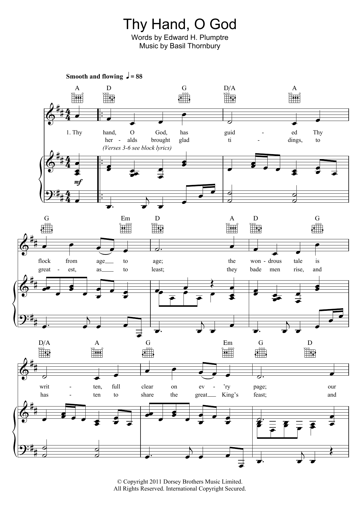 Basil Thornbury Thy Hand, O God sheet music notes and chords arranged for Piano, Vocal & Guitar Chords