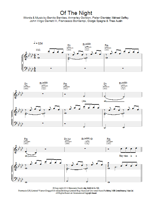 Bastille Of The Night sheet music notes and chords arranged for Piano, Vocal & Guitar Chords