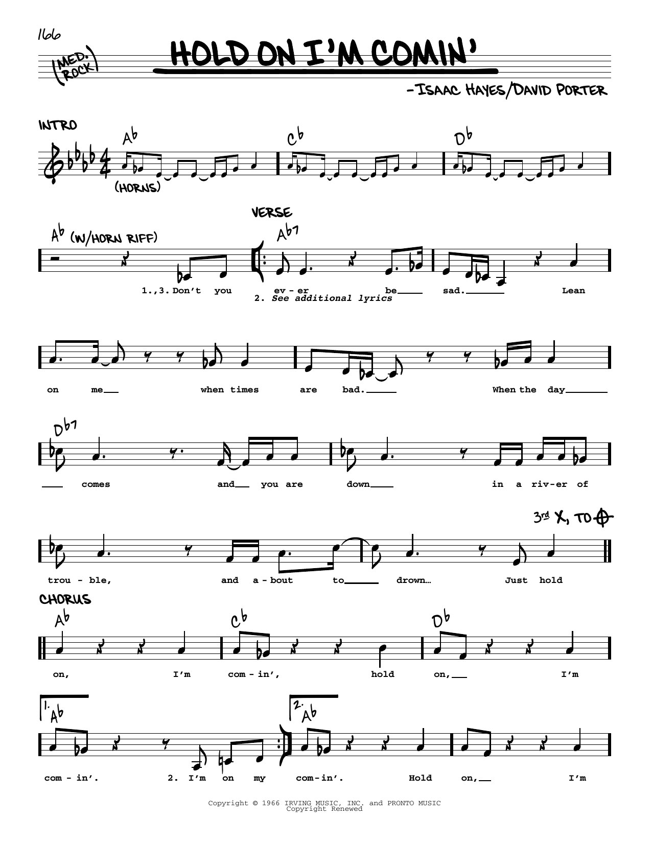 B.B. King & Eric Clapton Hold On I'm Comin' sheet music notes and chords arranged for Real Book – Melody & Chords