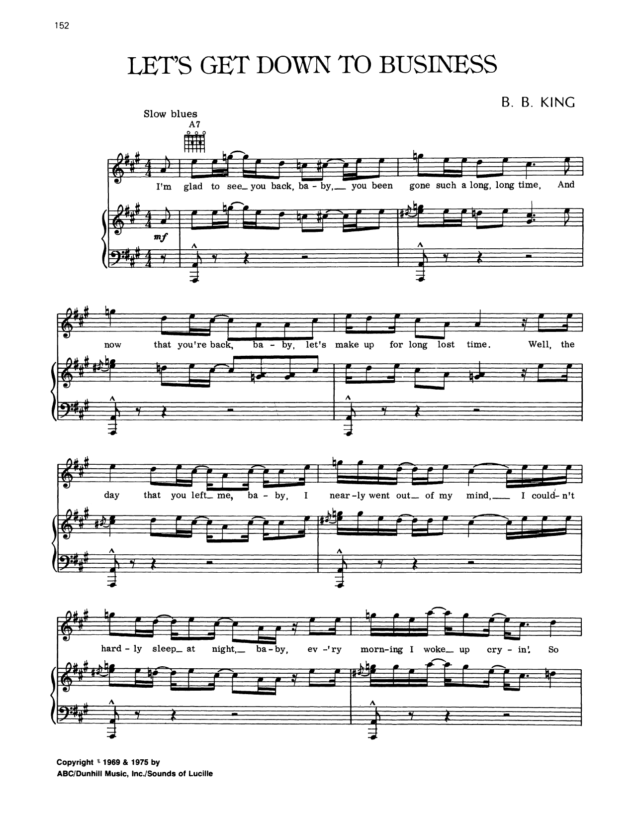 B.B. King Let's Get Down To Business sheet music notes and chords arranged for Piano, Vocal & Guitar Chords (Right-Hand Melody)