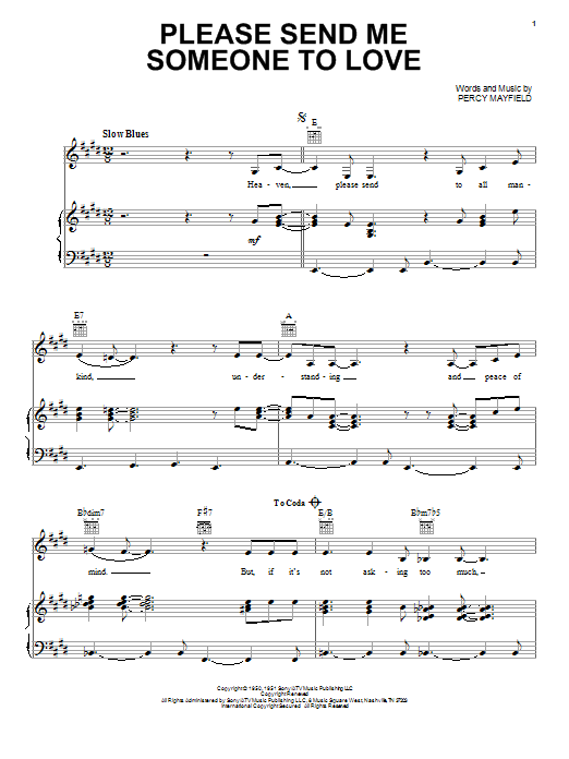 B.B. King Please Send Me Someone To Love sheet music notes and chords arranged for Piano, Vocal & Guitar Chords (Right-Hand Melody)