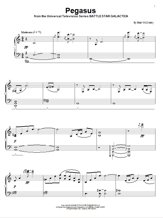 Bear McCreary Pegasus sheet music notes and chords arranged for Piano Solo